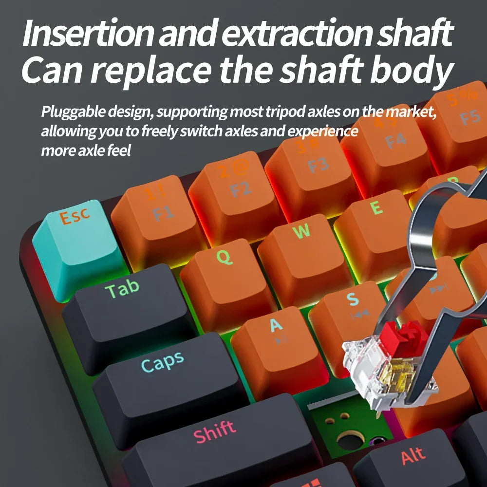 61-Key Mini Mechanical Gaming Keyboard | Hot-Swap Red Switches